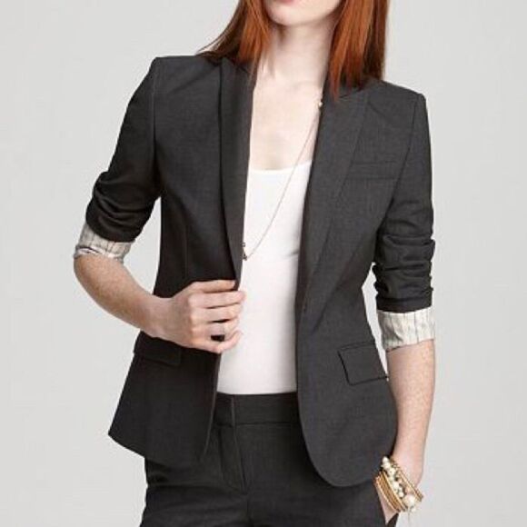 THEORY Gabe Wool Stretch Blazer Jacket Charcoal Grey 00 - Picture 10 of 14